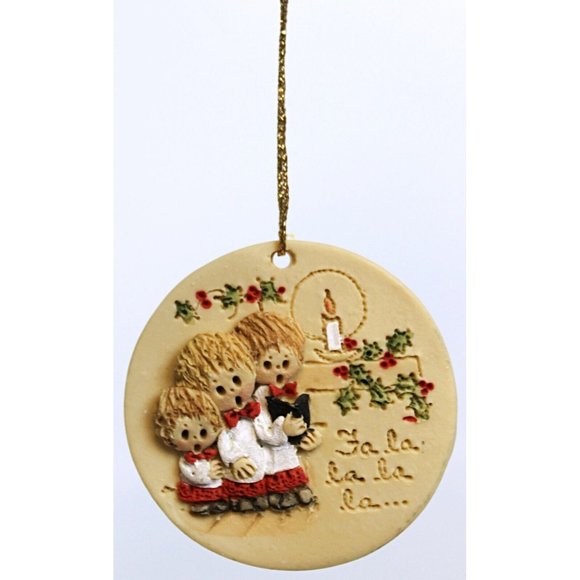 Vtg 1990 La Berge Fa la la la la Pottery Ornament 3 Boys Carolers Christmas Tree - Picture 1 of 4
